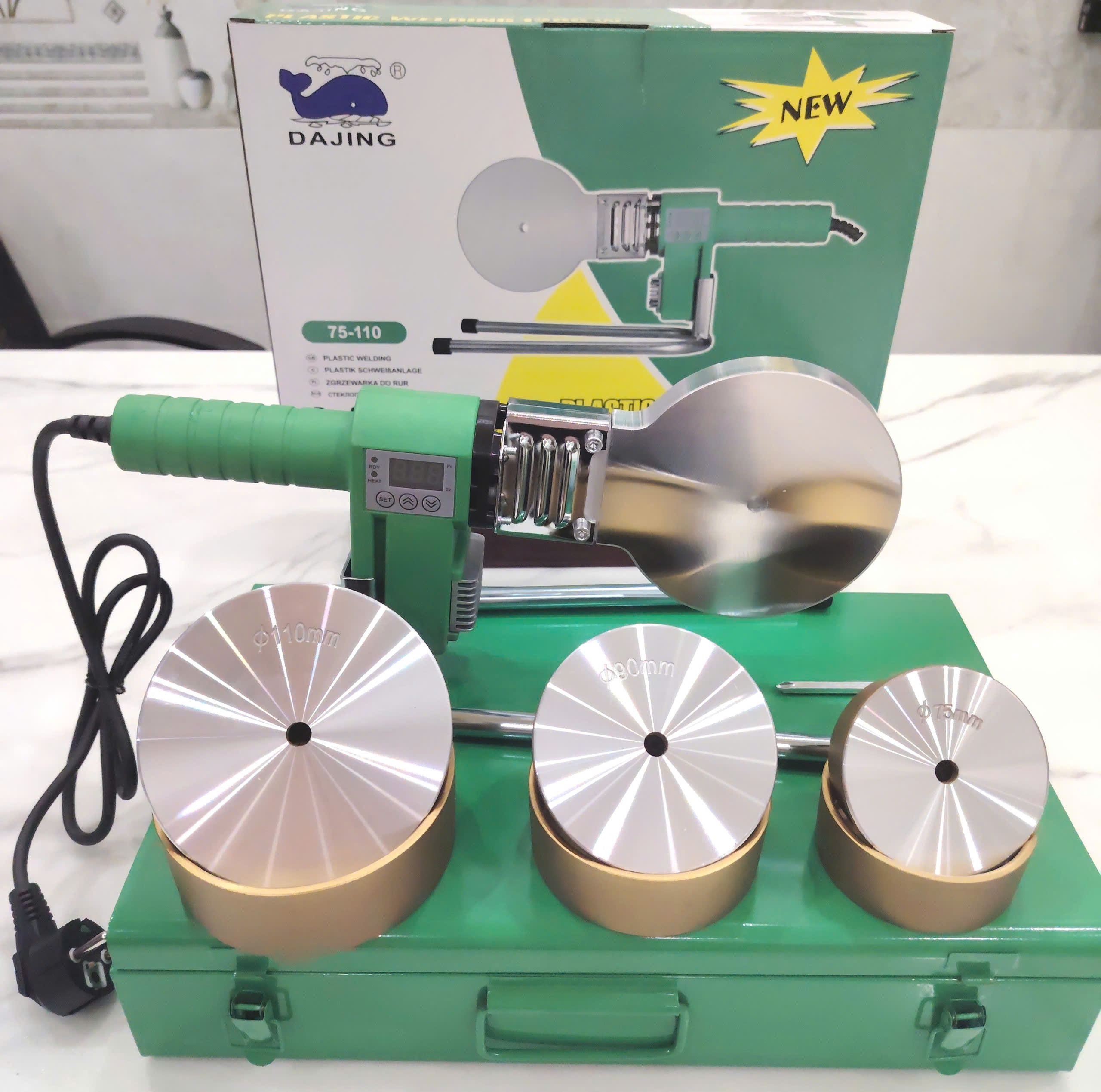 Máy hàn ống nhựa hiển thị nhiệt độ 75 90 110 1200w