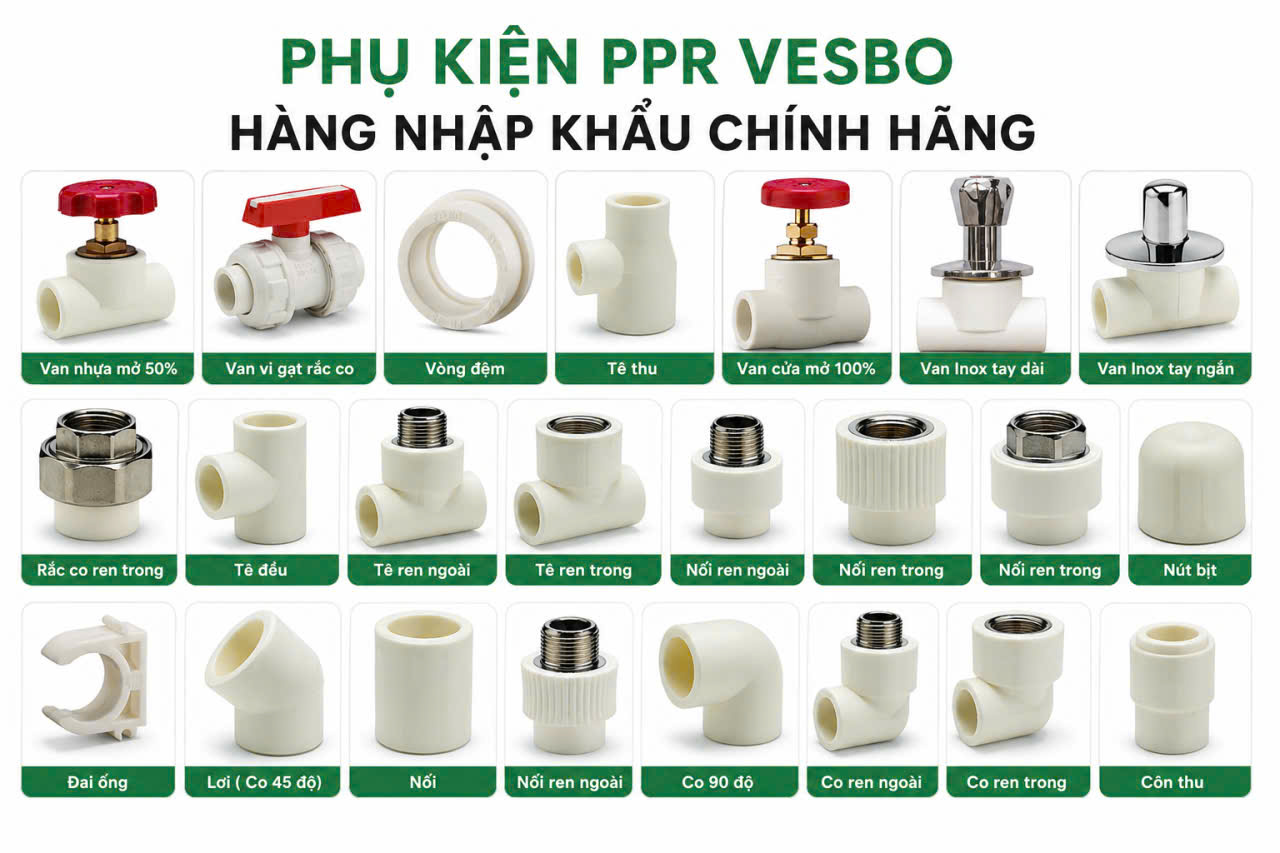 Phụ kiện ppr VESBO màu trắng